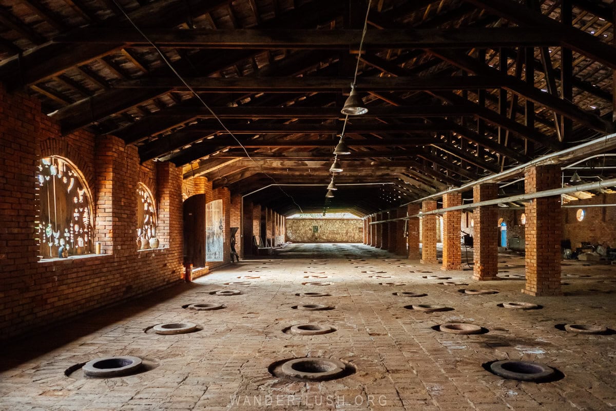A brick cellar at Gurjaani winery, the biggest wine factory in Georgia.