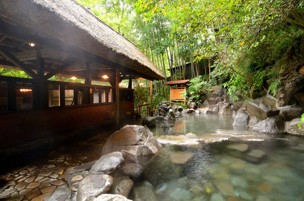 A natural hot spring (onsen) in Hakone, Japan.