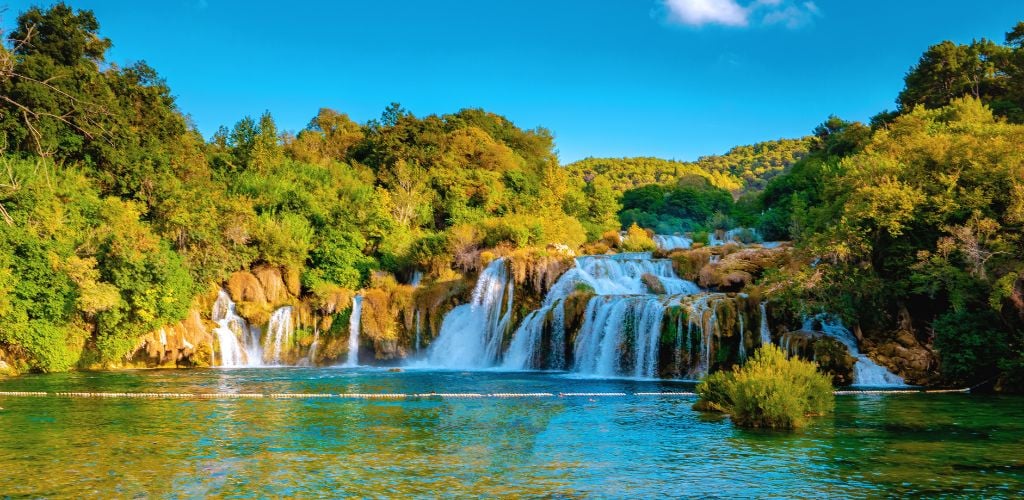 KRKA Waterfalls Croatia, Krka National Park Croatia on a Bright Summer Evening