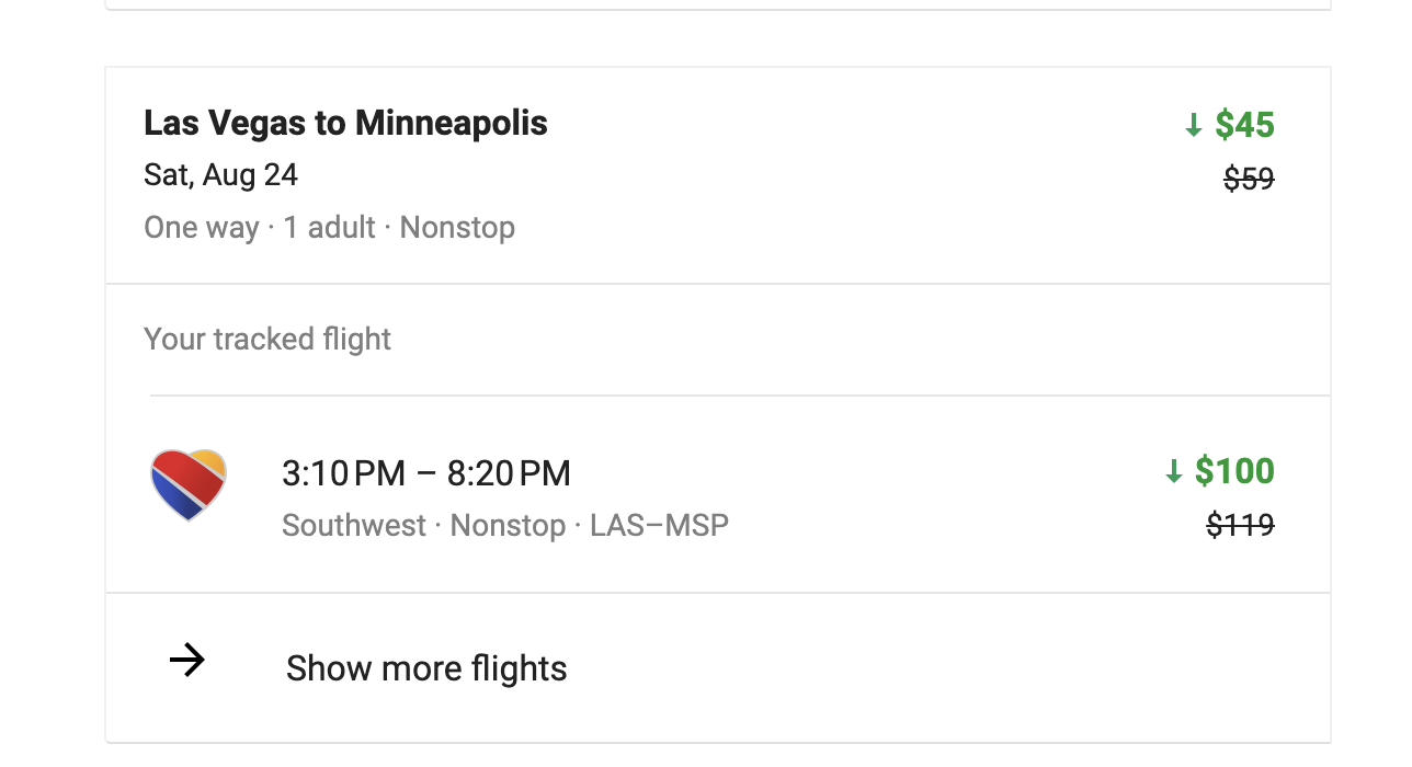 southwest flight price alert