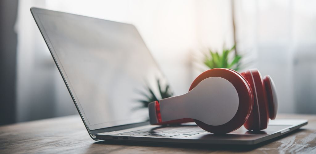 laptop and headphones