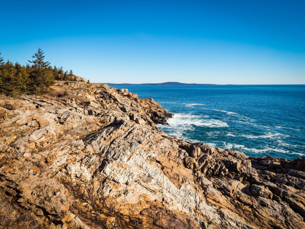 Shoreline of Bar Harbor in Acadia National Park, Maine