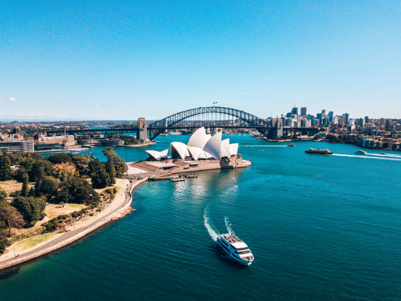 Aerial view of Sydney Opera house and harbour