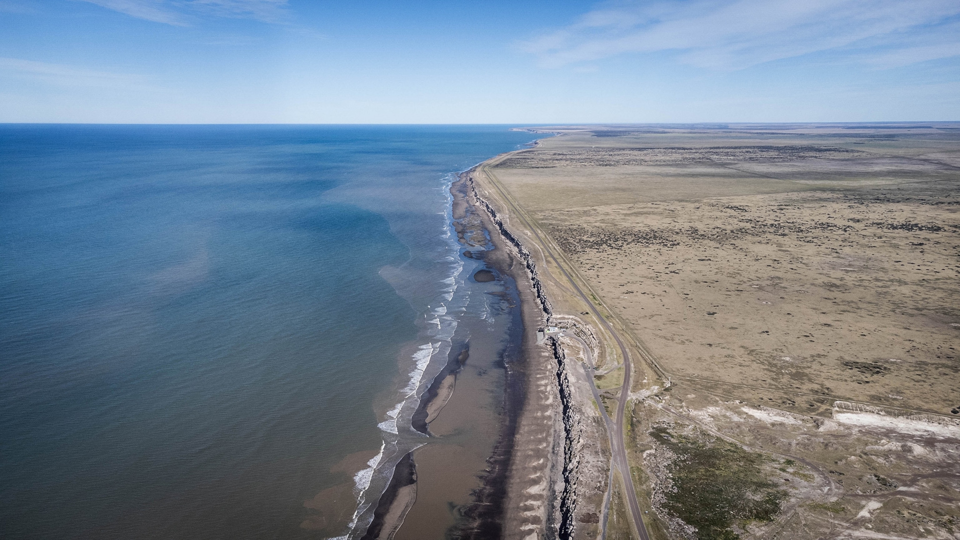 An aerial view of the coast