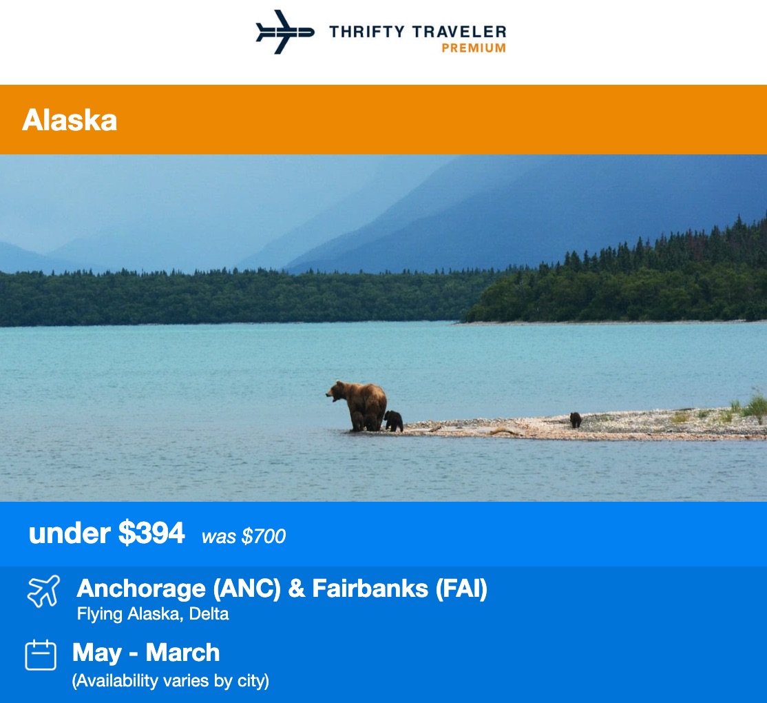 Thrifty Traveler Premium Alaska flight deal