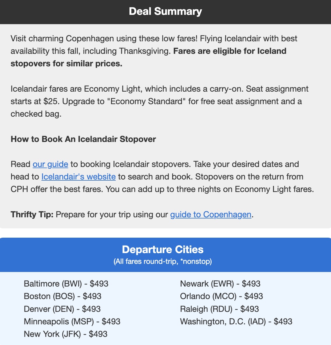 Copenhagen flight deal