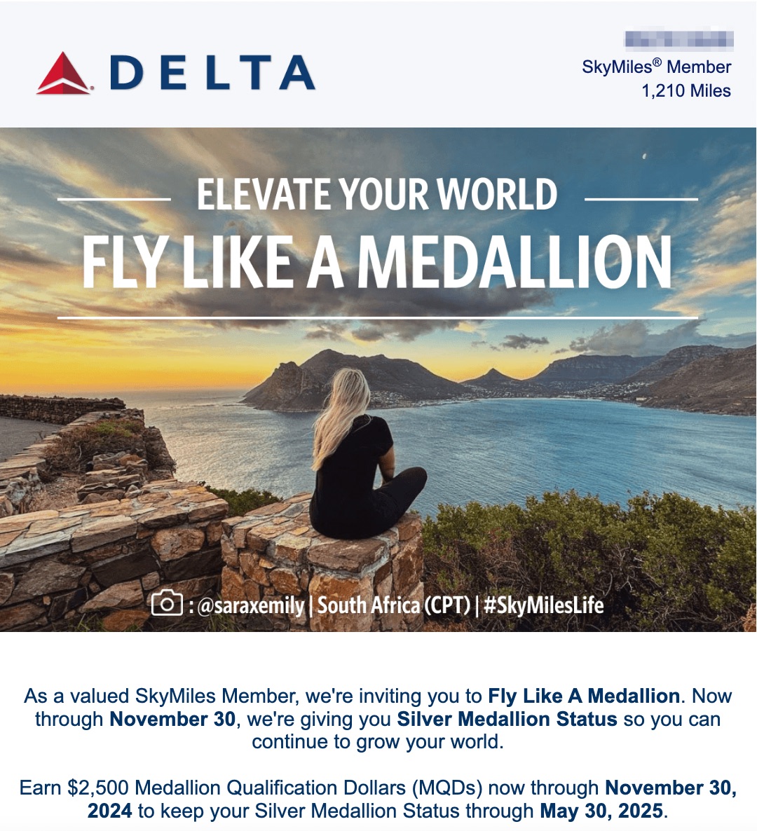 Delta complimentary silver status email