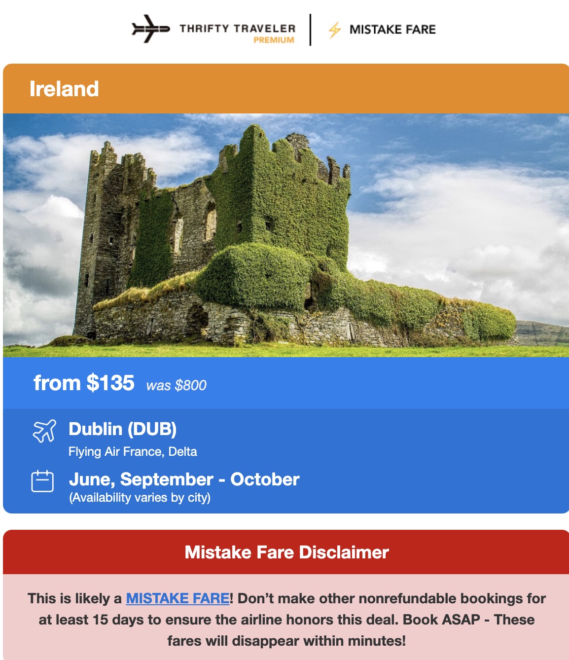 Mistake fare dublin