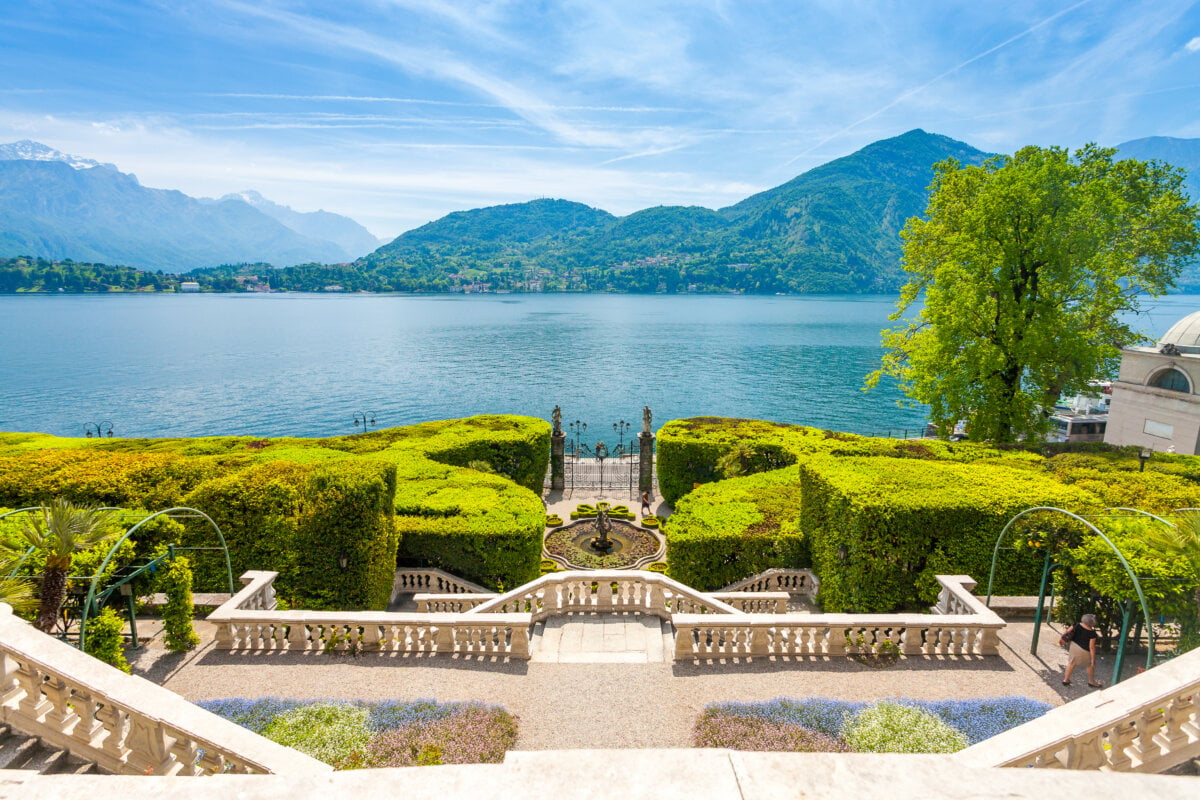 Facade of Villa Carlotta at Tremezzo on lake Como Italy.