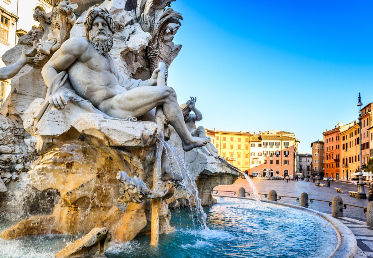 The main fountain in Piazza Navona, Rome.
