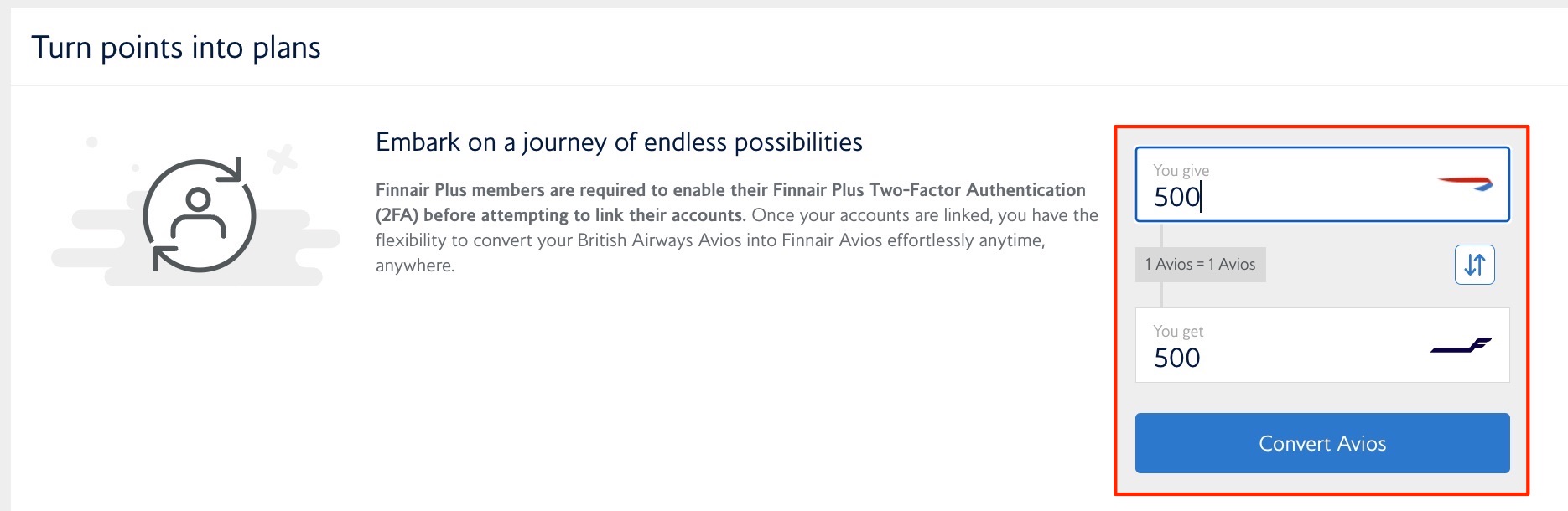 Combining Avios between British Airways and Finnair