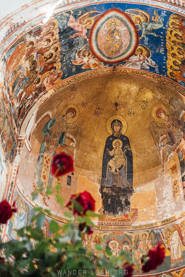 Frescoes inside Gelati Monastery near Kutaisi.