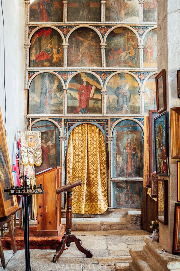 Frescoes inside Barakoni Church in Racha, Georgia.