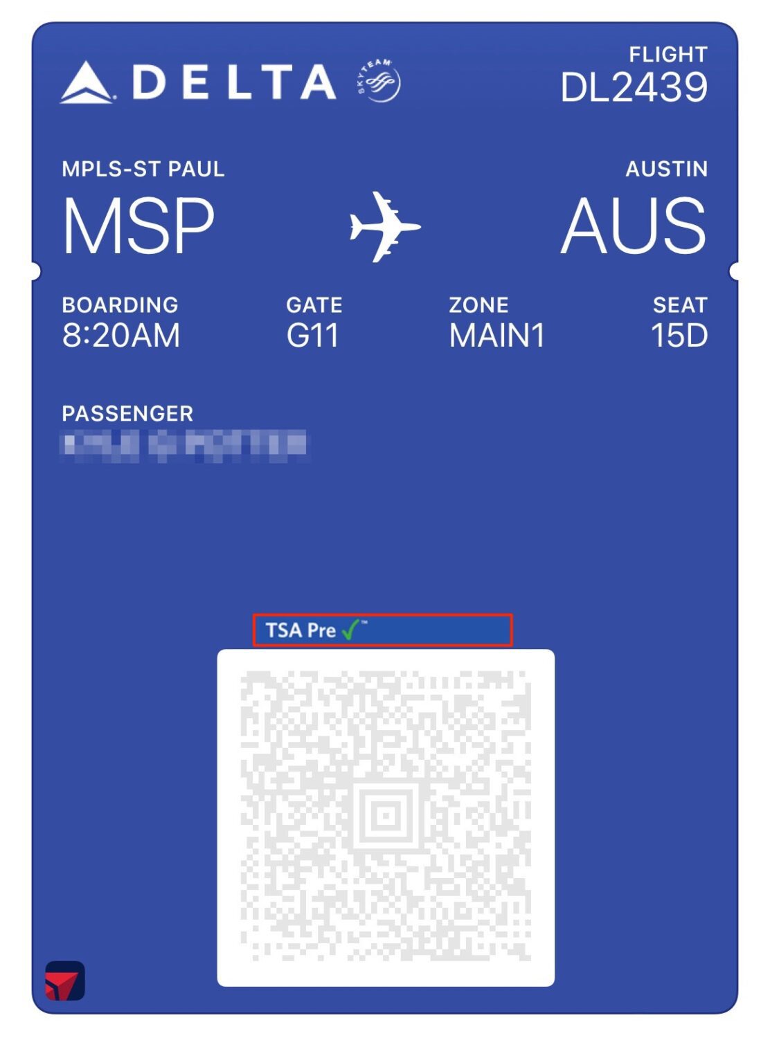 mobile boarding pass with precheck