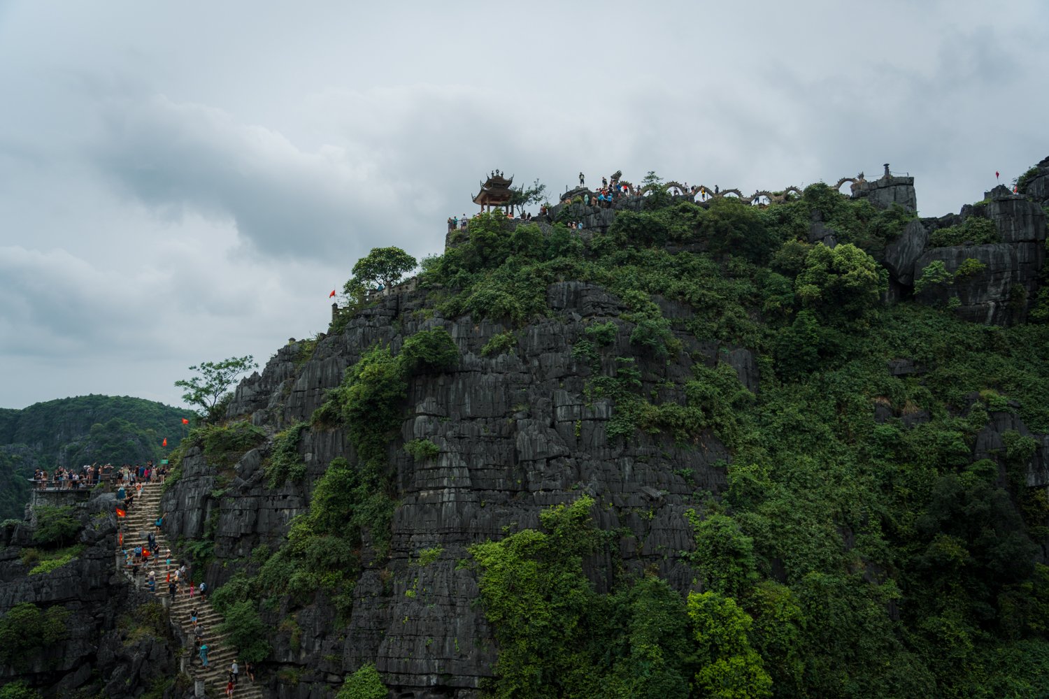 Lying Dragon statue on top of Mua Caves in Vietnam.