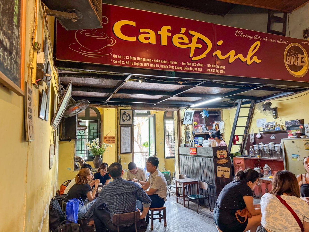 Inside the 2nd floor of Cafe Dinh in Hanoi, where they serve egg coffee.