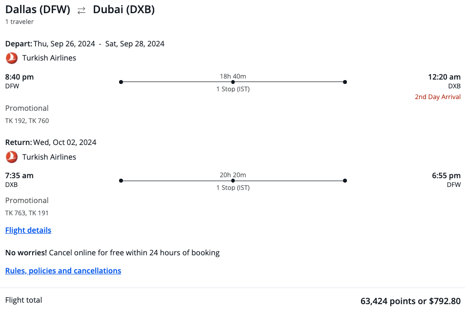 Chase Dubai flight