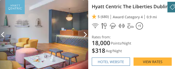 Hyatt Centric Dublin award booking