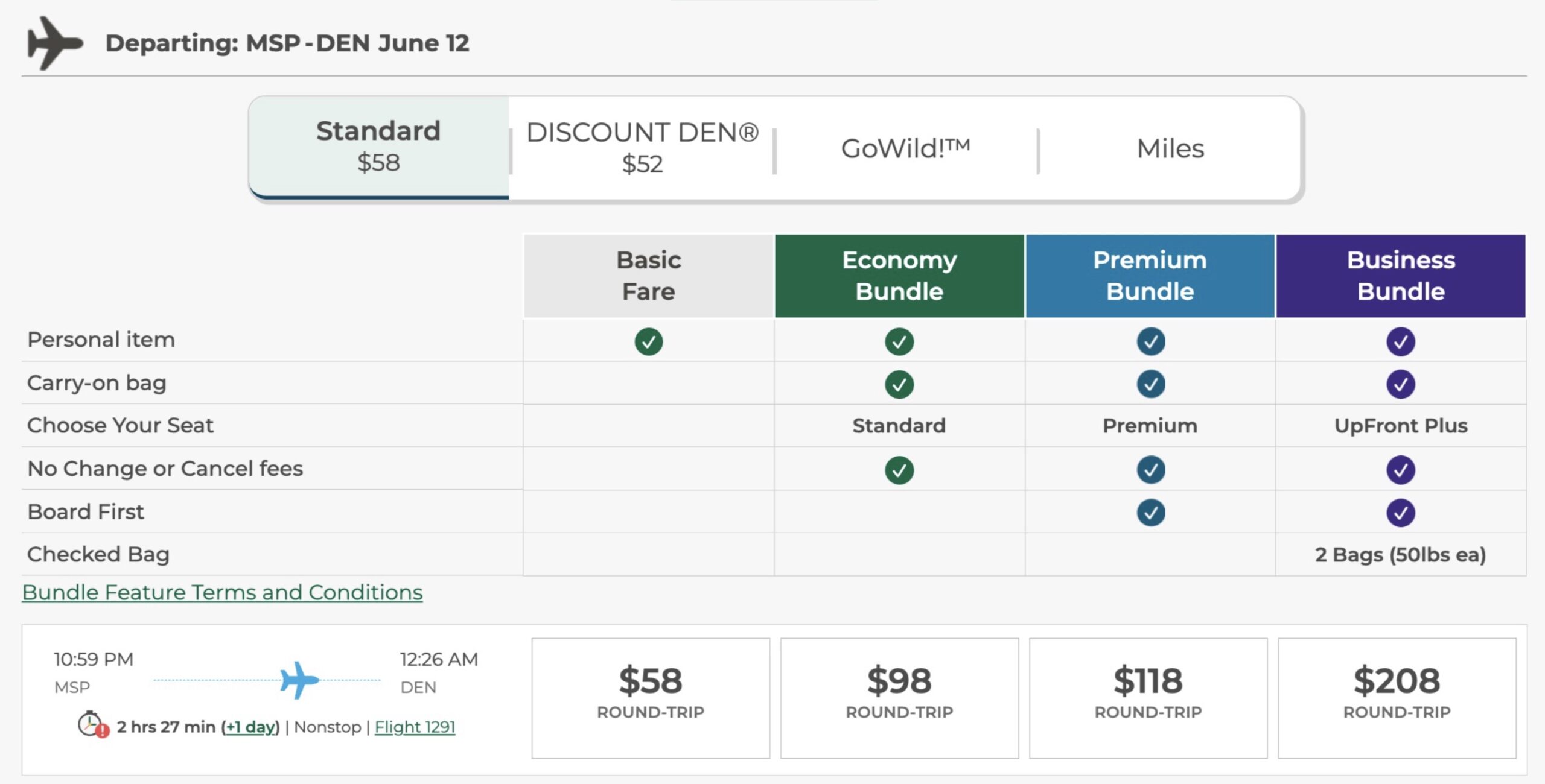 Frontier new fare structure