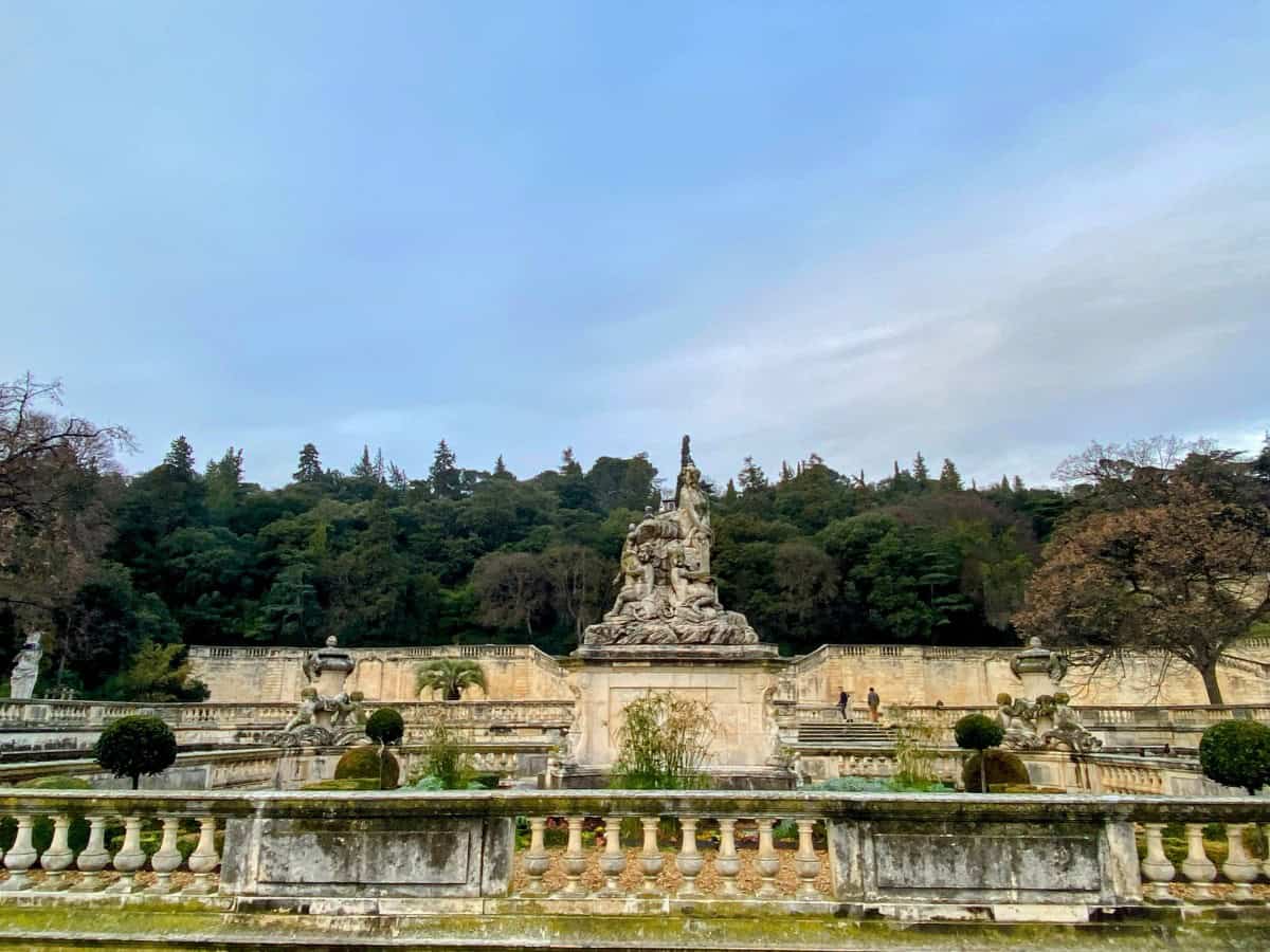 Main fountain at Les Jardins de la Fontaine, Nimes, France