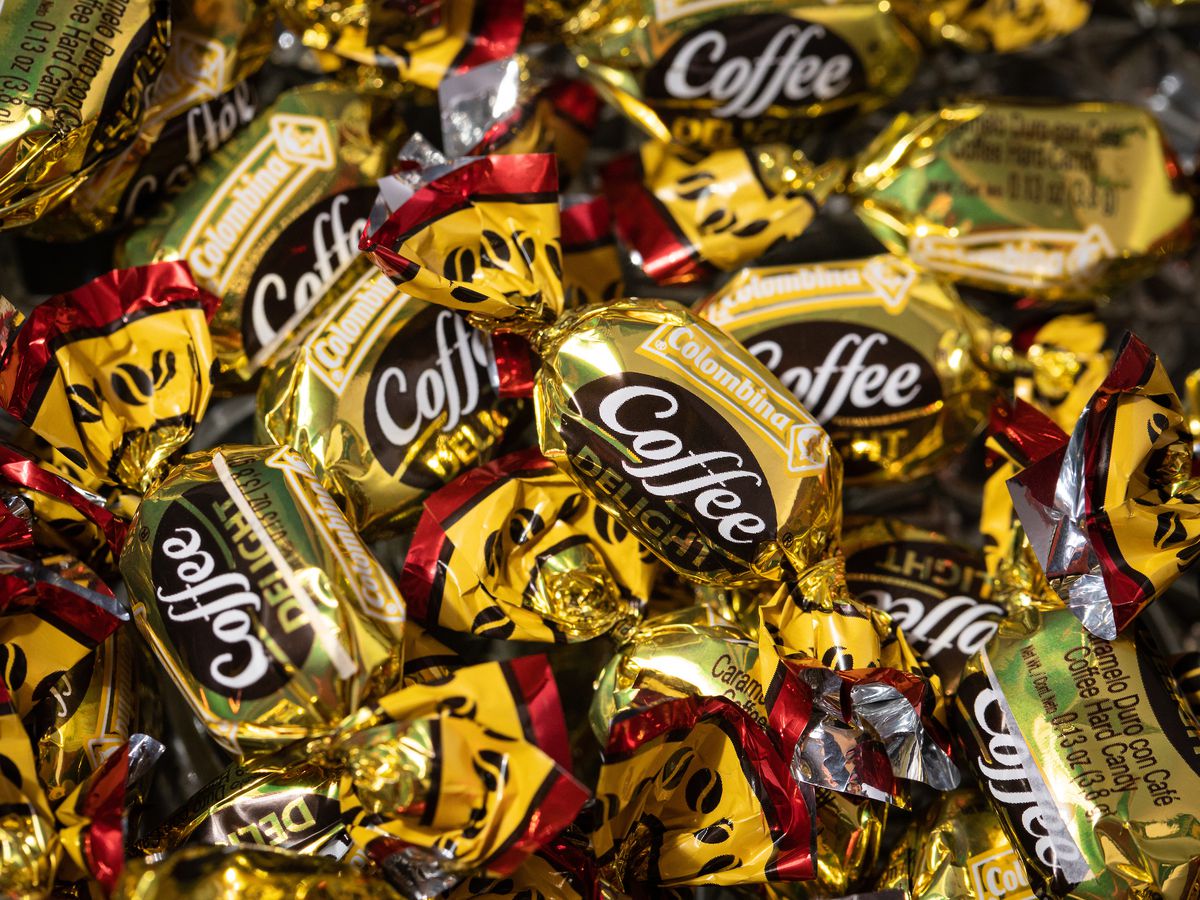 A pile of wrapped Coffee Delight candies.