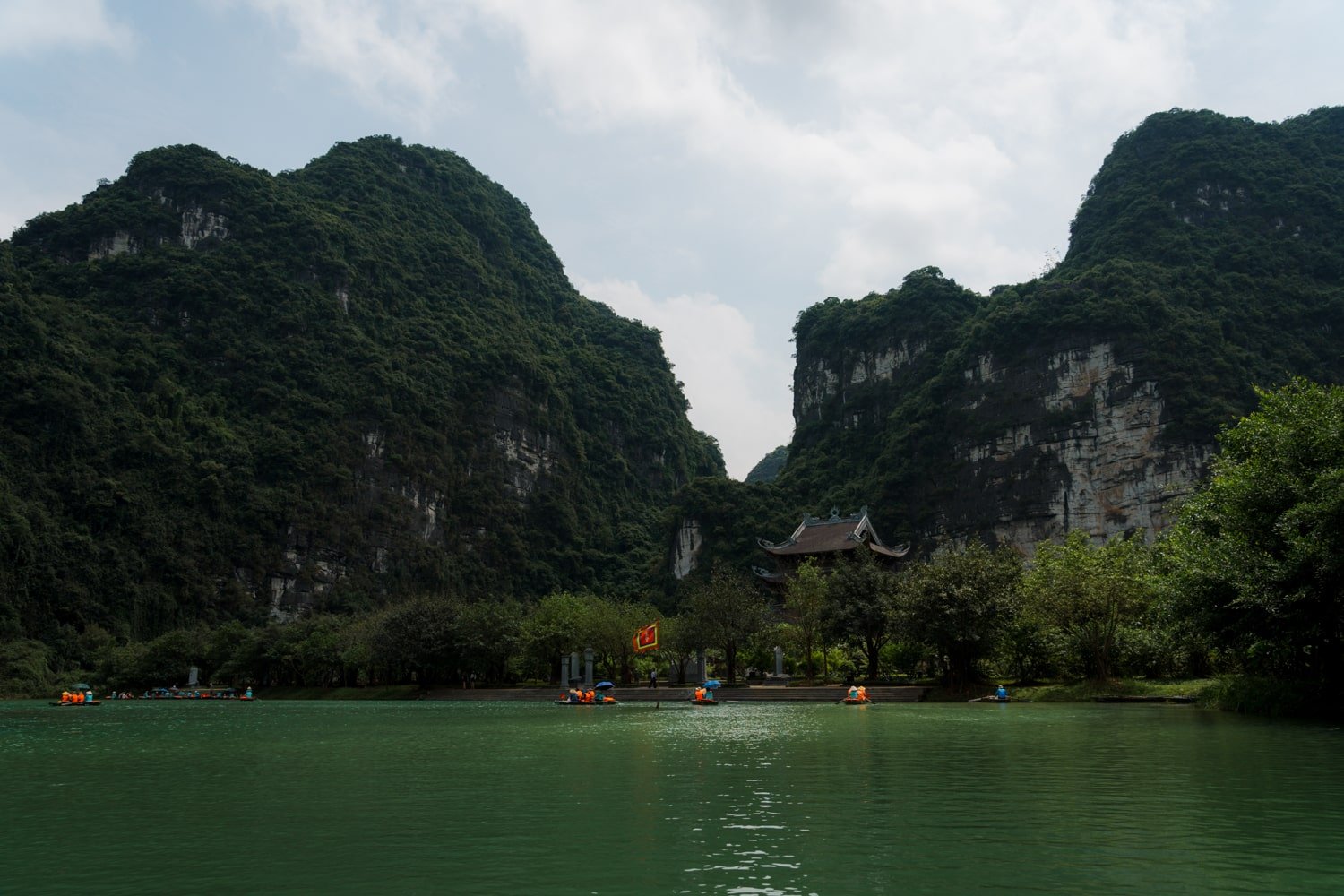 Cao Son Temple inside the Trang An Scenic Complex Landscape.