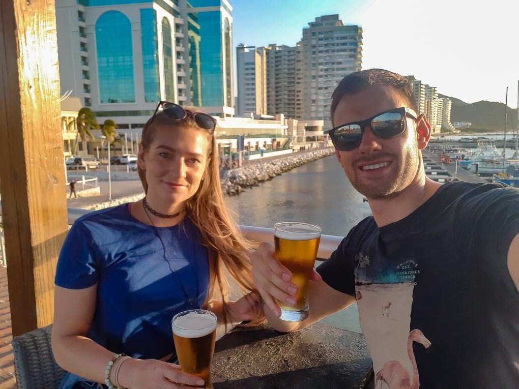 Enjoying a drink at the Sunset Bar in Santa Marta, Colombia as the sun sets