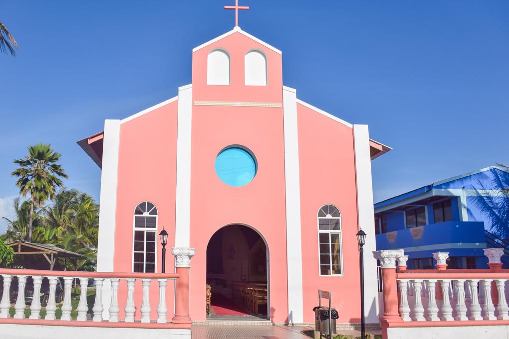 a pink church in san andres colombia