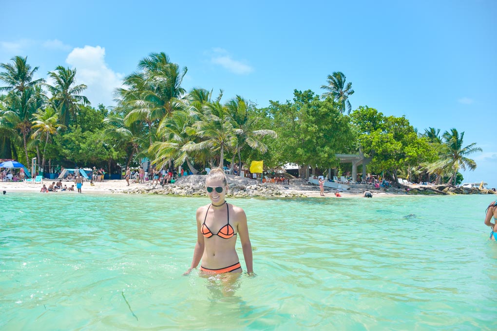 walking on the sandbar at rocky cay