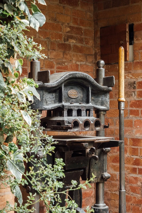 An antique German printing press.