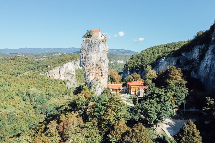 Katskhi Pillar, a limestone column with a monastery perched on top.