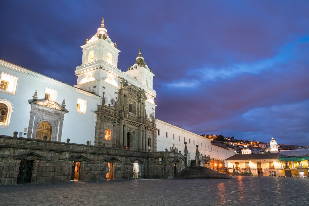 Plaza de San Francisco in old town Quito, Ecuador.