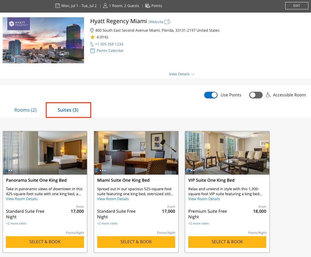 Hyatt Regency Miami Suite Availability