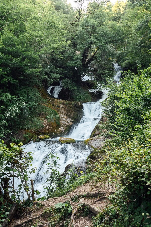 Rachkha Waterfall, a multi-tired waterfall outside Kutaisi in Georgia.