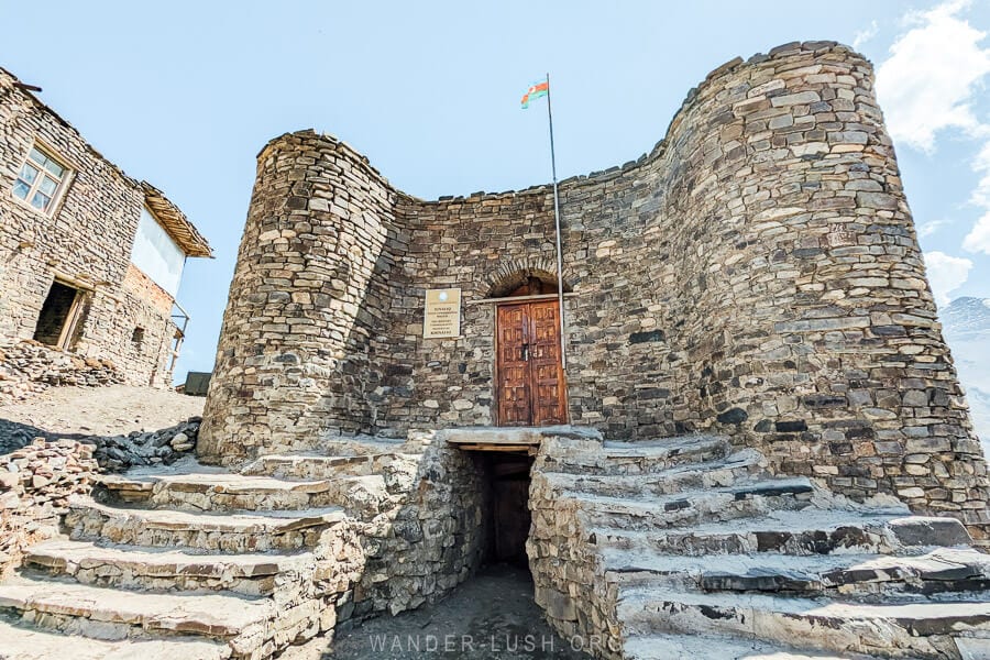 The Khinaliq History-Ethnography Museum, a castle-like stone building.