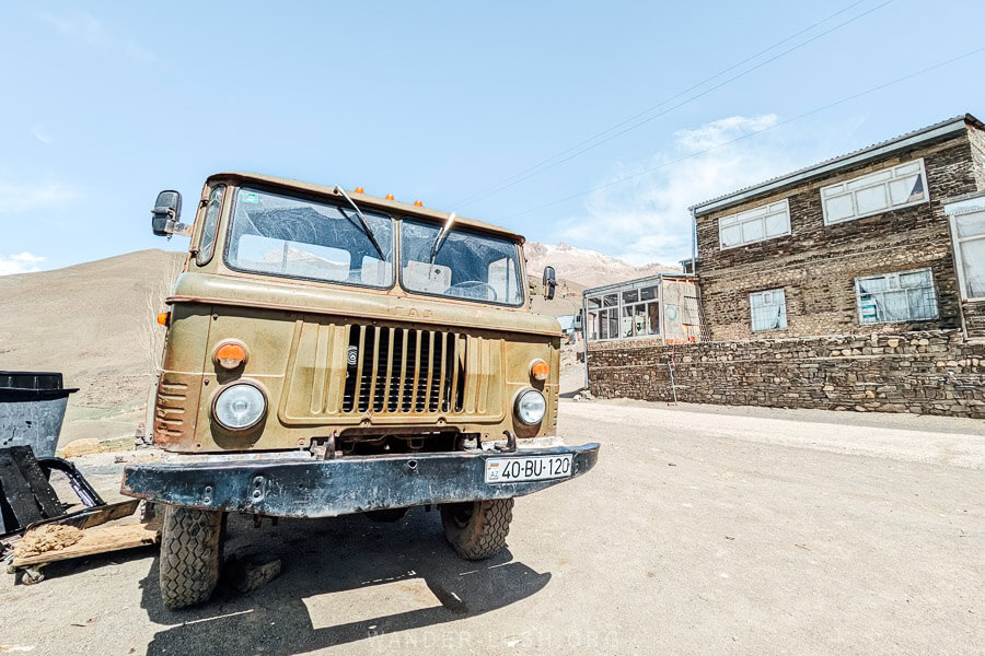 An old Soviet truck in Khinaliq, Azerbaijan.