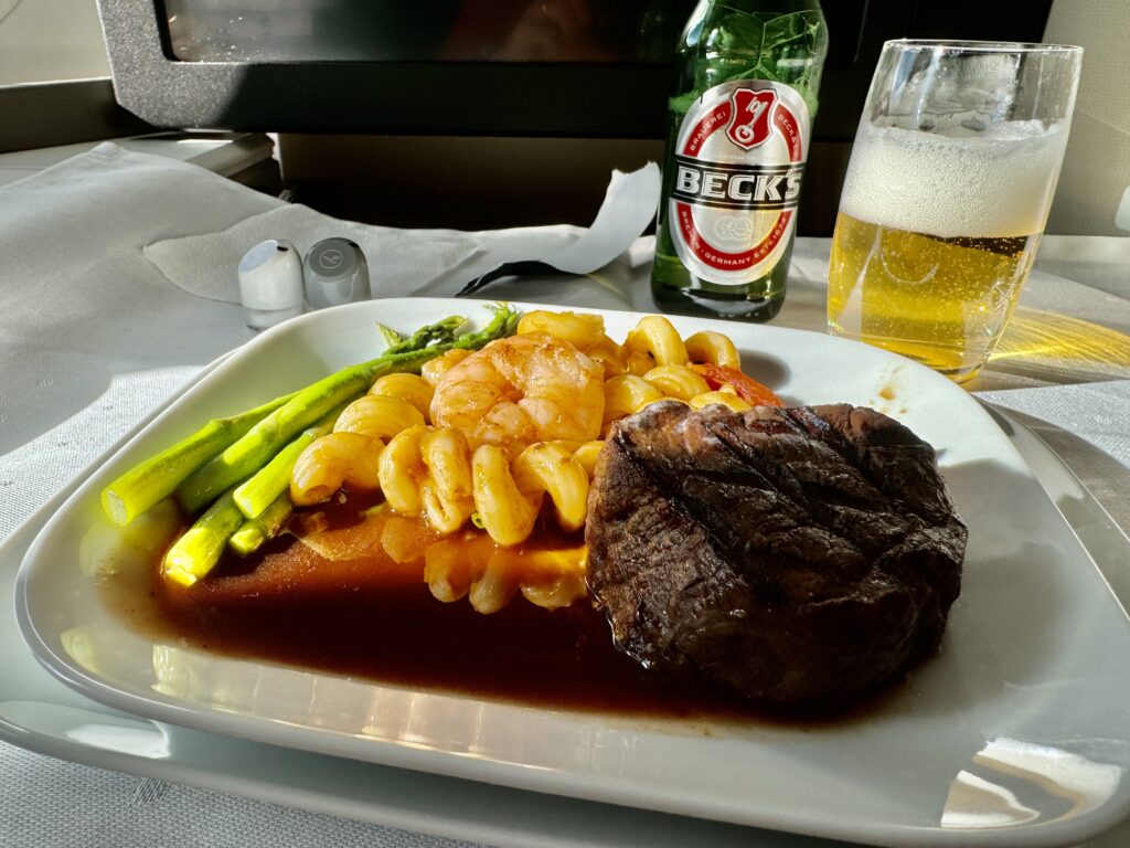 Lufthansa business class food main course