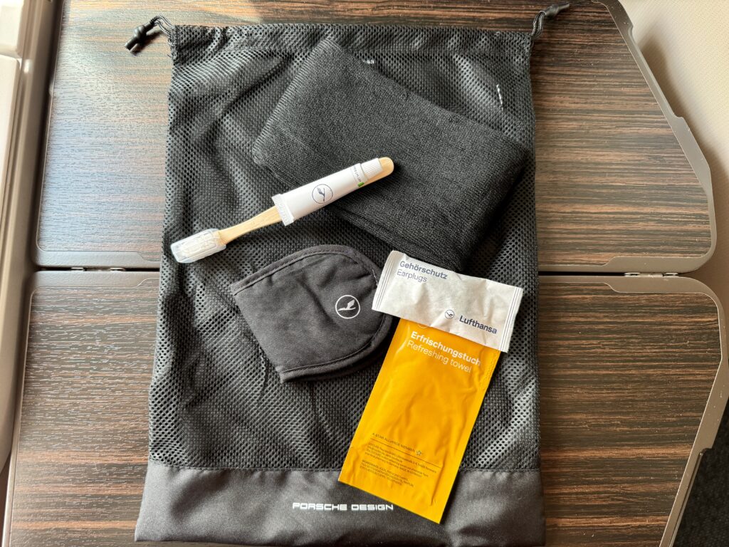 lufthansa business class amenity kit inside