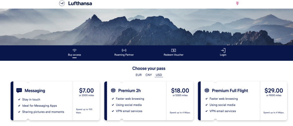 Lufthansa MSP - FRA wifi cost