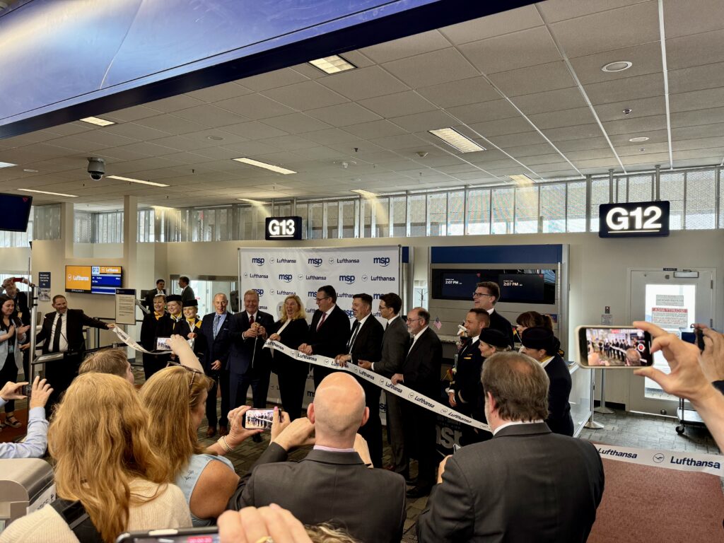 Lufthansa inagural flight ribbon cutting