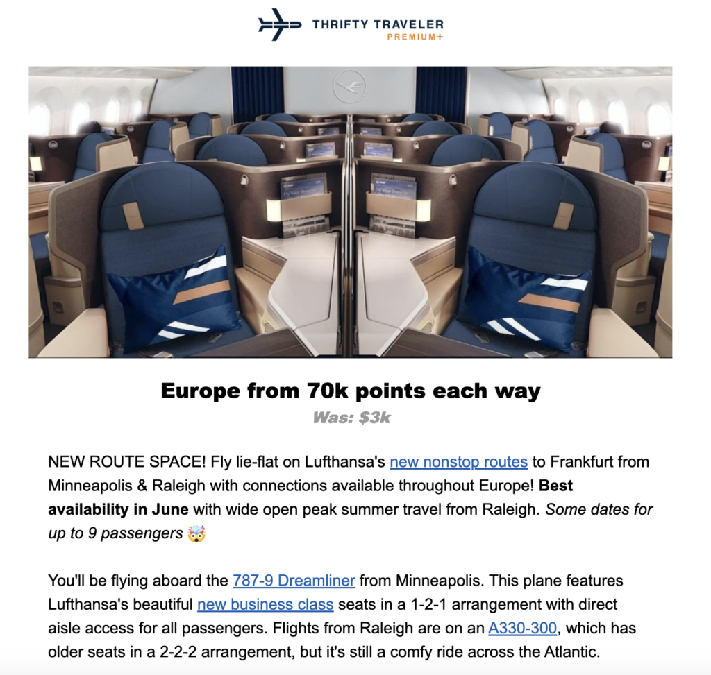 Lufthansa Business Class TT Premium Deal