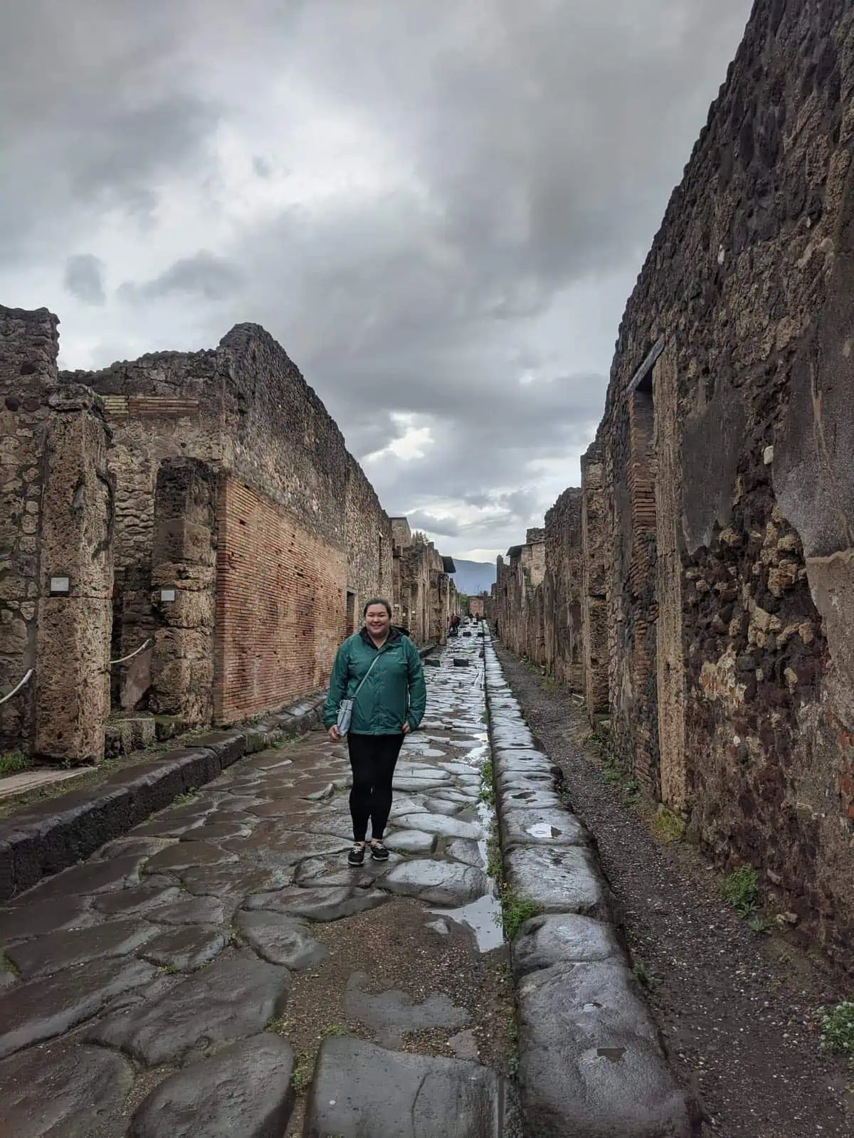 Exploring Pompeii in the rain