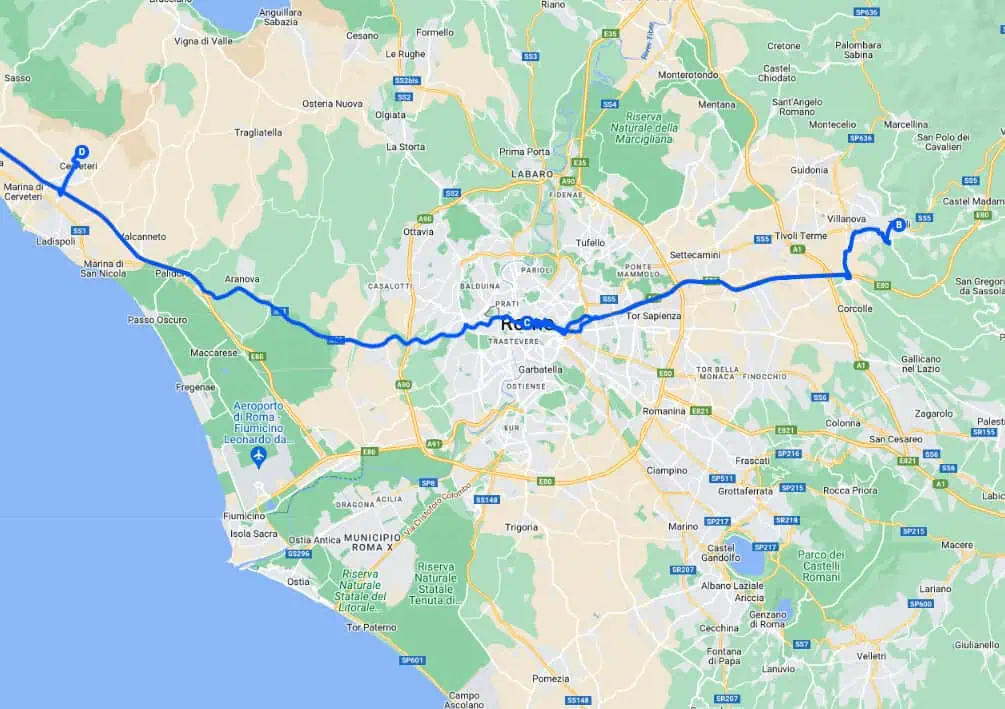 Rome itinerary map