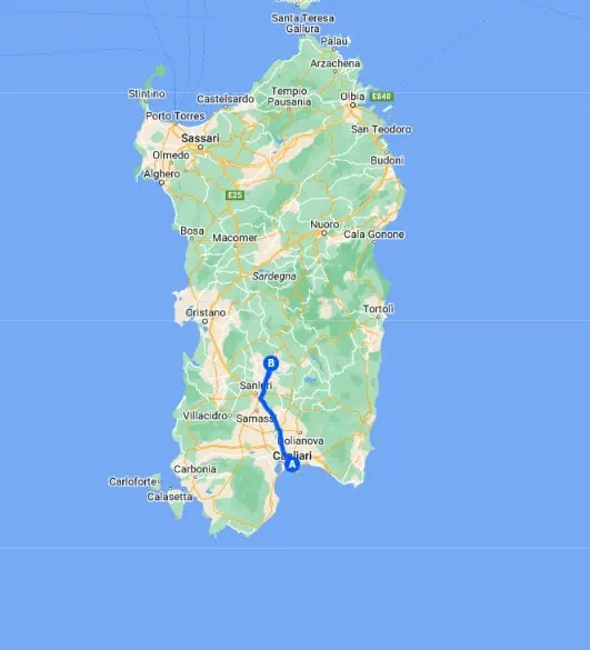 Sardinia itinerary map