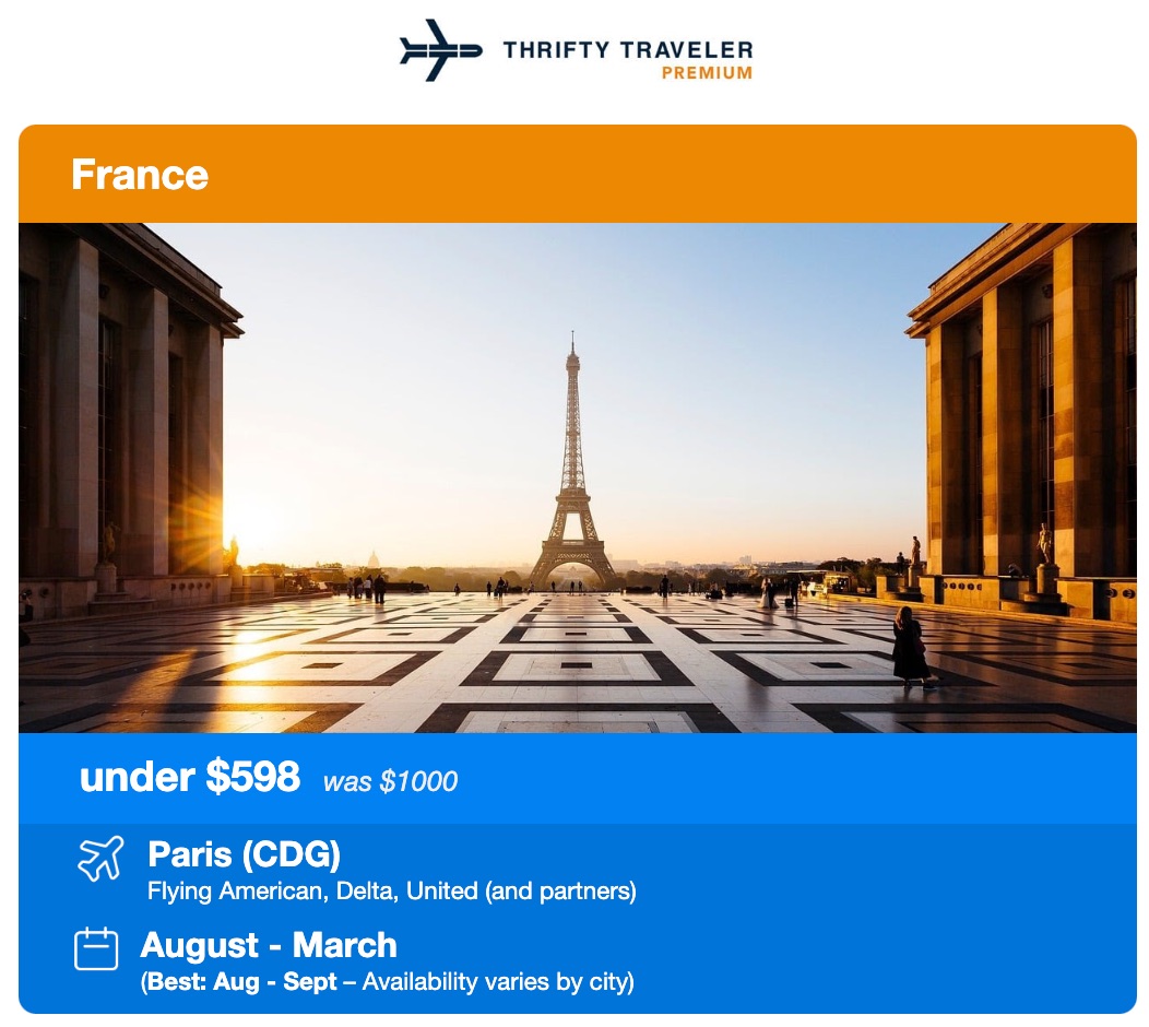 paris flight deal tt premium