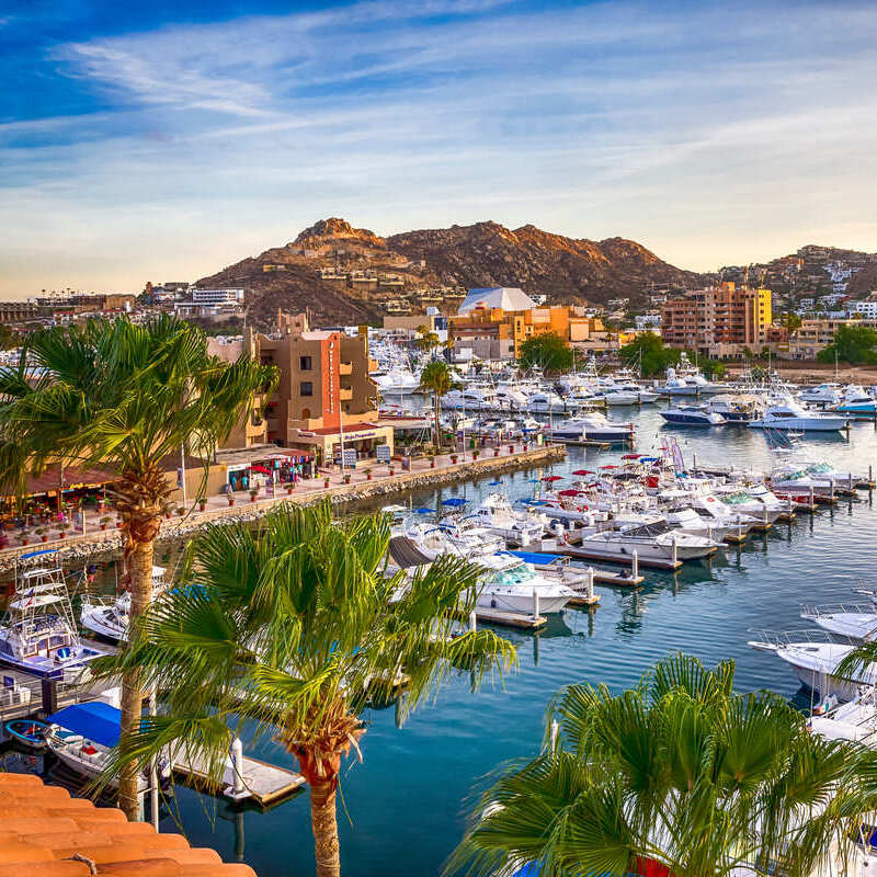 Panoramic View Of The Los Cabos Harbor, Baja California Sur, Mexico