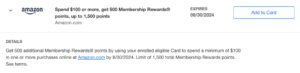 New Amex Offer: Earn up to 1,500 Points on Amazon