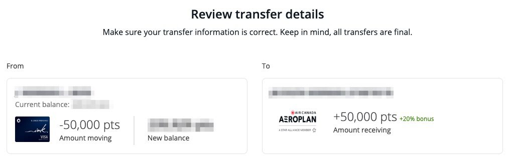 Chase UR to Aeroplan Transfer