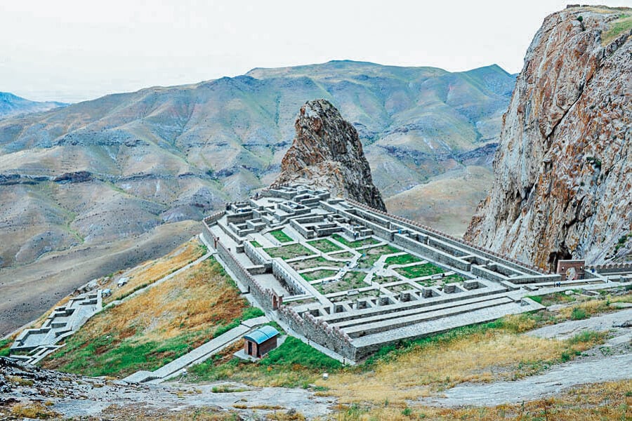 Alinja Castle, a castle on a plateau in the mountains of Nakhchivan, Azerbaijan.