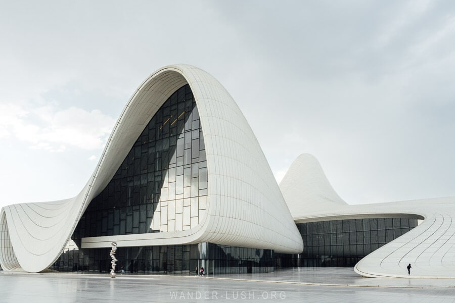 They Heydar Aliyev Centre, a modern building in Baku.